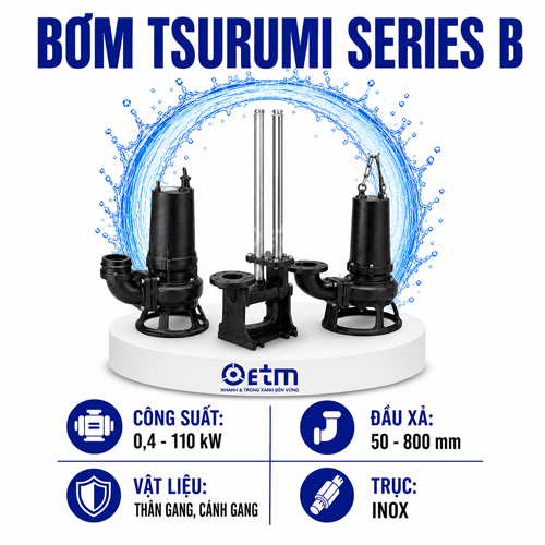 BƠM CHÌM NƯỚC THẢI SERIES B CÁNH HỞ HOĂC BÁN HỞ